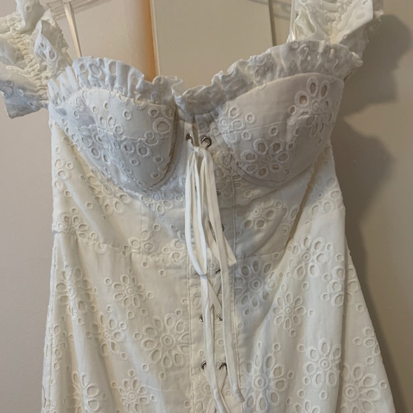 LPA Fitted Lace Up Mini Dress in Ivory - Picture 5 of 8